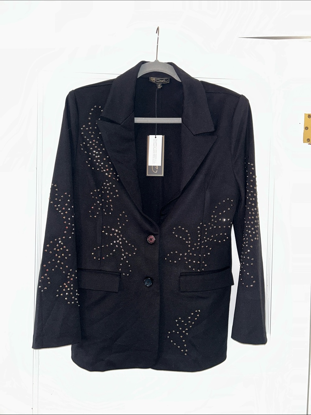 Diane Gilman Black Stud-Embellished Blazer Jacket